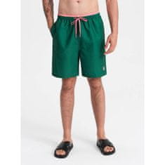 OMBRE Pánské dvoubarevné žebrované plavecké šortky V3 OM-SRBS-0141 tmavě zelené MDN125750 XL