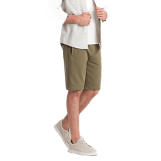 OMBRE Pánské bavlněné teplákové šortky BASIC olivové MDN125759 S