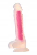 Lovetoy Dildo Ze Silikonu S Fluorescenčním Růžovým Vnitřkem. Vynikající Reprodukce