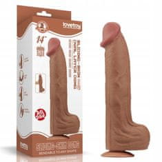 Lovetoy 14'' King Sliding Skin Dual Layer Dong Brown