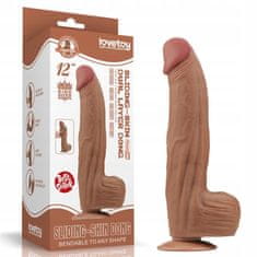 Lovetoy 12'' King Sliding Skin Dual Layer Dong Brown