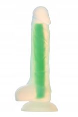 Lovetoy Dildo Svítící V Noci Zeleně. Produkt Ze Silikonu Pro Ženy.