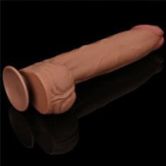 Lovetoy 14'' King Sliding Skin Dual Layer Dong Brown