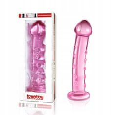 Lovetoy Růžové Skleněné Dildo Rovné S Výstupky A Hlavičkou