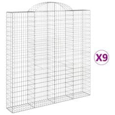 Vidaxl Klenuté gabionové koše 9 ks 200x30x200/220cm pozinkované železo