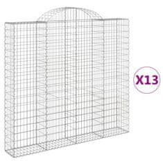 Vidaxl Klenuté gabionové koše 13ks 200x30x180/200cm pozinkované železo