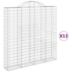 Vidaxl Klenuté gabionové koše 13ks 200x30x200/220cm pozinkované železo