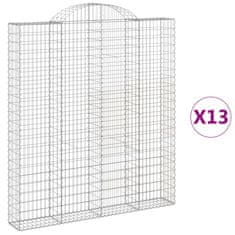 Vidaxl Klenuté gabionové koše 13ks 200x30x220/240cm pozinkované železo