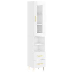 Vidaxl Skříň highboard bílá s vysokým leskem 34,5x34x180 cm kompozit