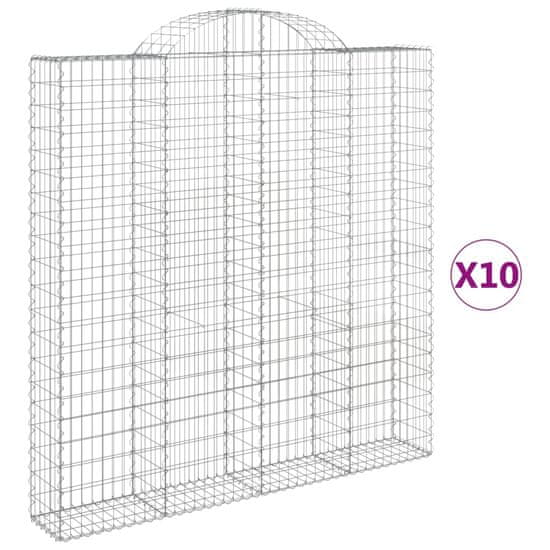 Vidaxl Klenuté gabionové koše 10ks 200x30x200/220cm pozinkované železo