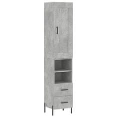 Vidaxl Skříň highboard betonově šedá 34,5x34x180 cm kompozitní dřevo