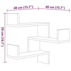 Vidaxl Nástěnné rohové police 2ks betonově šedé 40x40x50cm dřevotříska