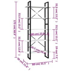 Vidaxl Knihovna s 5 policemi bílá 80 x 30 x 175 cm borové dřevo