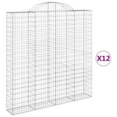 Vidaxl Klenuté gabionové koše 12ks 200x30x200/220cm pozinkované železo