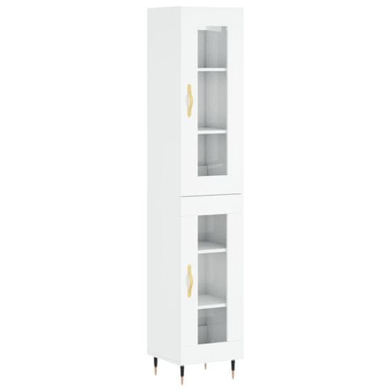 Vidaxl Skříň highboard bílá s vysokým leskem 34,5x34x180 cm kompozit