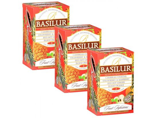 Basilur BASILUR Fruit Infusions - Ovocný čaj bez kofeinu, 4 příchutě v sáčcích 25 x 1,8 g