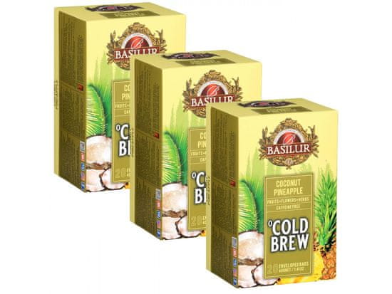 Basilur BASILUR Cold Brew - Ovocný čaj bez kofeinu s vůní kokosu a ananasu, studený čaj v sáčcích 20 x 2 g
