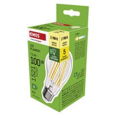 Emos LED žárovka Filament A60 A CLASS / E27 / 7,2 W (100 W) / 1521 lm / teplá bílá