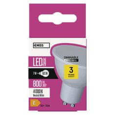 Emos LED žárovka Classic MR16 / GU10 / 7 W (60 W) / 800 lm / neutrální bílá / stmívatelná