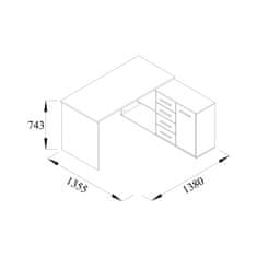 Nejlevnější nábytek Rohový psací stůl NEJBY GIANNI, pravý, dub sonoma/bílá