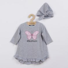 NEW BABY Kojenecké šatičky s čepičkou-turban Little Princess šedé 80 (9-12m) Šedá