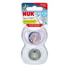 Manuka Health Šidítko NUK Happy Nights 6-18m 2ks/BOX holka 6-18 m Fialová