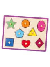 Viga Dětské dřevěné puzzle s úchyty geometrické tvary