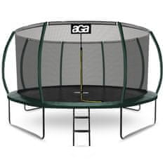 Aga SPORT EXCLUSIVE Trampolína 430 cm Tmavě zelená + ochranná síť + žebřík