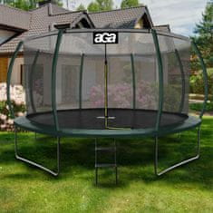 Aga SPORT EXCLUSIVE Trampolína 430 cm Tmavě zelená + ochranná síť + žebřík