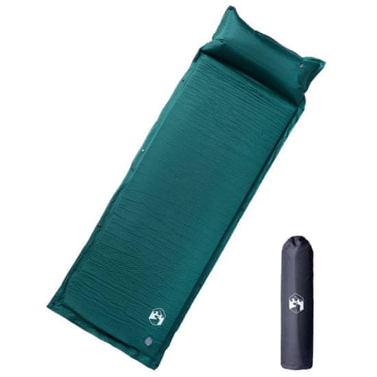 Vidaxl Samonafukovací kempingová matrace s polštářem 1 osoba zelená