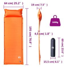 Vidaxl Samonafukovací kempingová matrace s polštářem 1 osoba oranžová