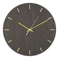 House Nordic Nástěnné hodiny, kov, šedá dřevěná konstrukce, tichý chod\nø30 cm