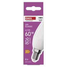 Emos LED žárovka Classic svíčka / E14 / 6,5 W (60 W) / 806 lm / neutrální bílá