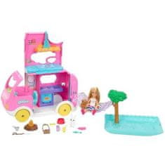 Mattel Barbie Chelsea Karavan s panenkou + zvířátka, doplňky