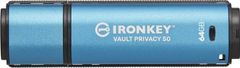 Kingston Kingston IronKey Vault Privacy 50/64GB/USB 3.2/USB-A/Modrá