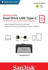 SanDisk SanDisk Ultra Dual/256GB/USB 3.1/USB-A + USB-C/Šedá