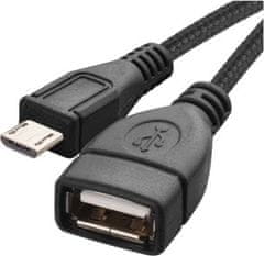 Emos Datový OTG kabel USB-A 2.0 / micro USB-B 2.0 s funkcí redukce, 15 cm, černý