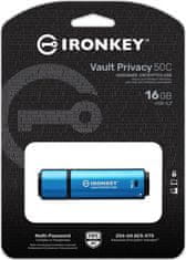 Kingston Kingston Ironkey Vault Privacy 50C/16GB/USB 3.2/USB-C/Modrá