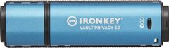 Kingston Kingston Ironkey Vault Privacy 50/8GB/USB 3.2/USB-A/Modrá