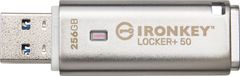 Kingston Kingston IronKey Locker+ 50/256GB/USB 3.1/USB-A/Stříbrná