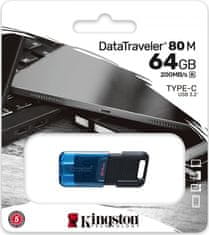 Kingston DataTraveler 80 M USB-C 64GB / USB 3.2 Gen1 / Posuvná krytka