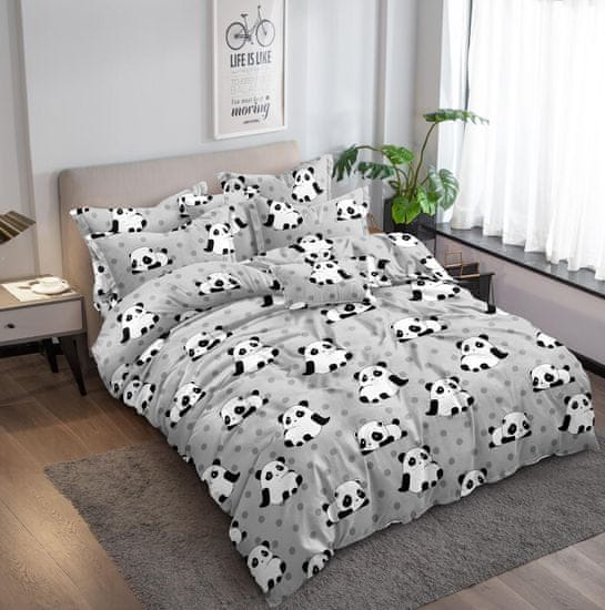 vyprodejpovleceni Povlečení z mikrovlákna PANDA šedé Rozměr povlečení: 2 ks 70 x 90 cm | 200 x 220 cm