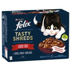 Felix TASTY SHREDS Multipack 12x80g hovězí / kuře / kachna / krůta ve šťávě