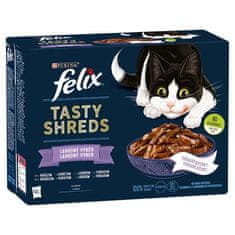 Felix TASTY SHREDS Multipack 12x80g hovězí / kuře / losos / tuňák ve šťávě