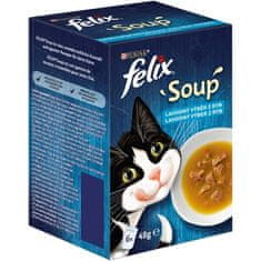 Felix Soup 6x48g polévky s treskou, tuňákem a platýs pro kočky