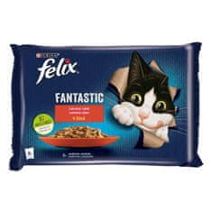 Felix Fantastic Multipack kapsička 4x85g s hovězím a kuřecím masem v želé