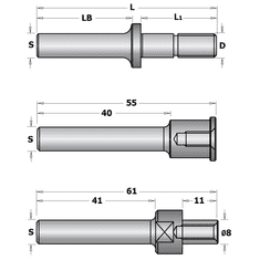 CMT C824 Trn talířové frézy s podložkami - S=12,7mm, D=M8, L1=40 (C82412800)