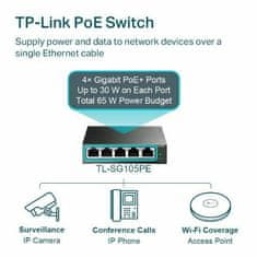 TP-Link Switch tl-sg105pe easy smart, 5x glan, 4x poe+
