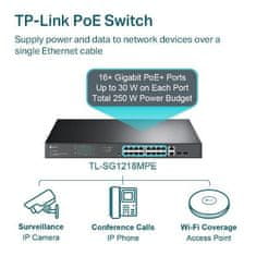 TP-Link Switch tl-sg1218mpe smart, 18x lan, 16x poe+