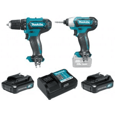 Makita AKU sada DF333DZ + TD110DZ + 2x 12V/1,5Ah v hliníkovém kufru (CLX224X)